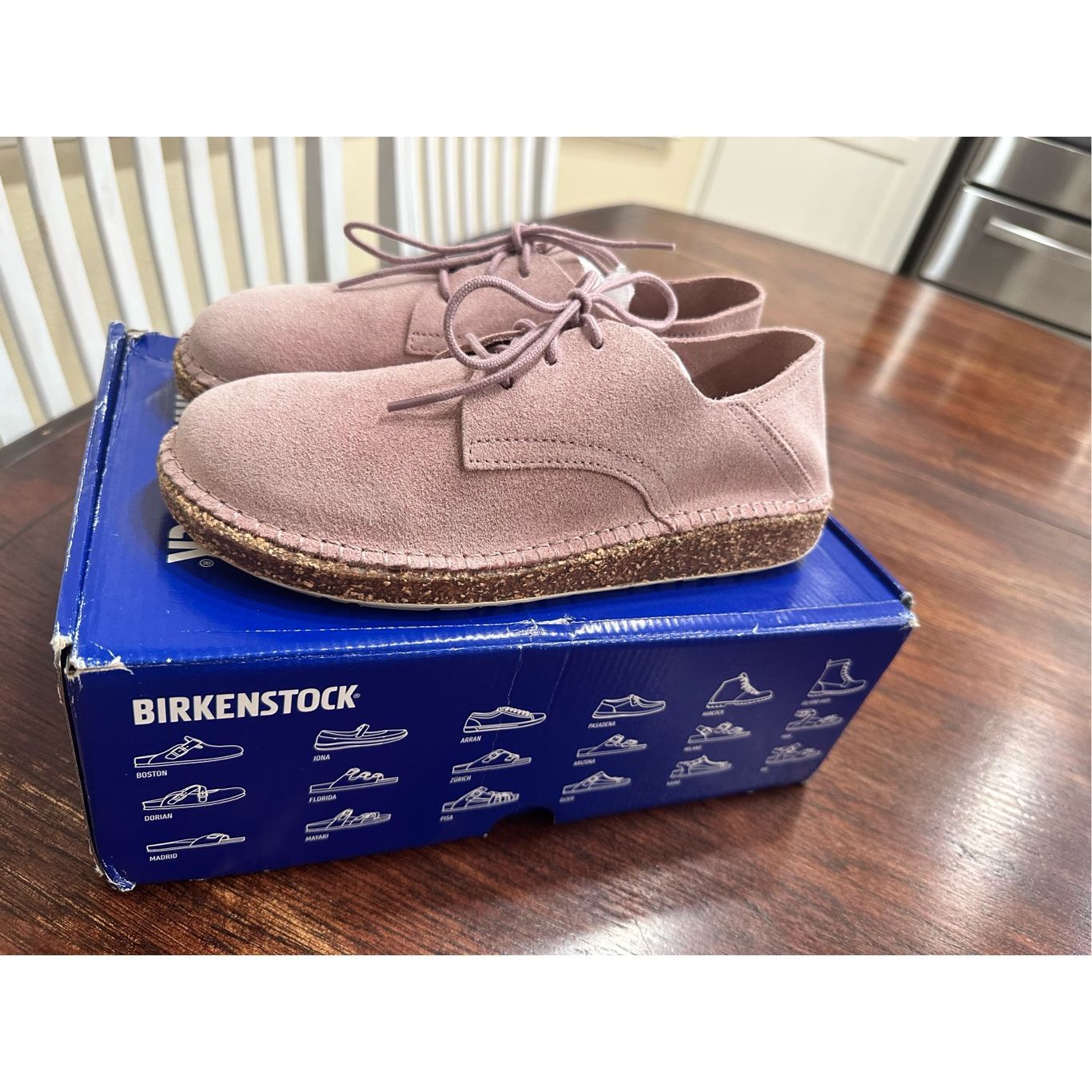 Birkenstock Lavender Gary Flats With Suede Upper 38 Narrow
